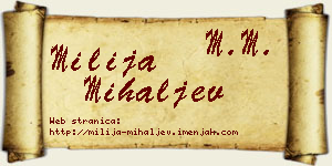 Milija Mihaljev vizit kartica